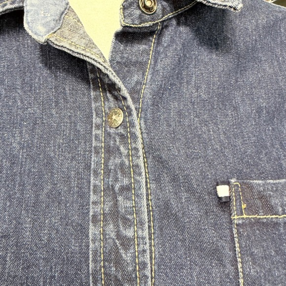 Vtg 90s Tommy Jeans Denim Mini Shirt Dress Womens L Western Rodeo Cowgirl Prep - Picture 8 of 16